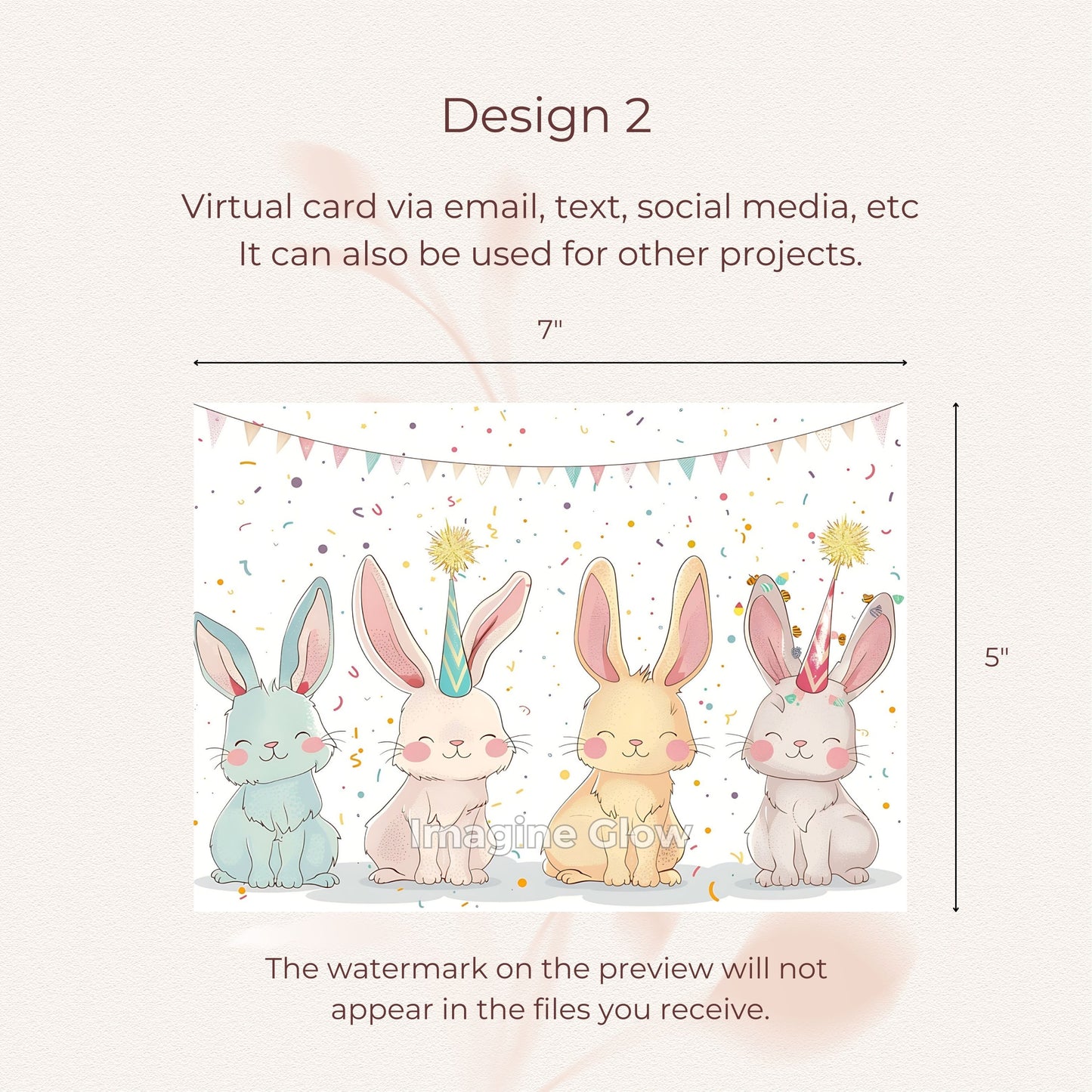 Printable greeting card with a bunny, adding a personal touch to celebrations.