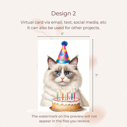 Personalized printable card for cat lovers celebrating a birthday