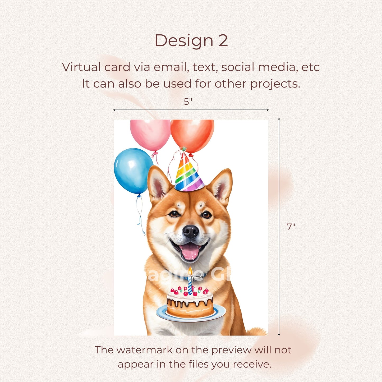 Shiba Inu dog birthday card, perfect for sending joyful birthday wishes.
Digital download birthday card featuring a Shiba Inu dog.