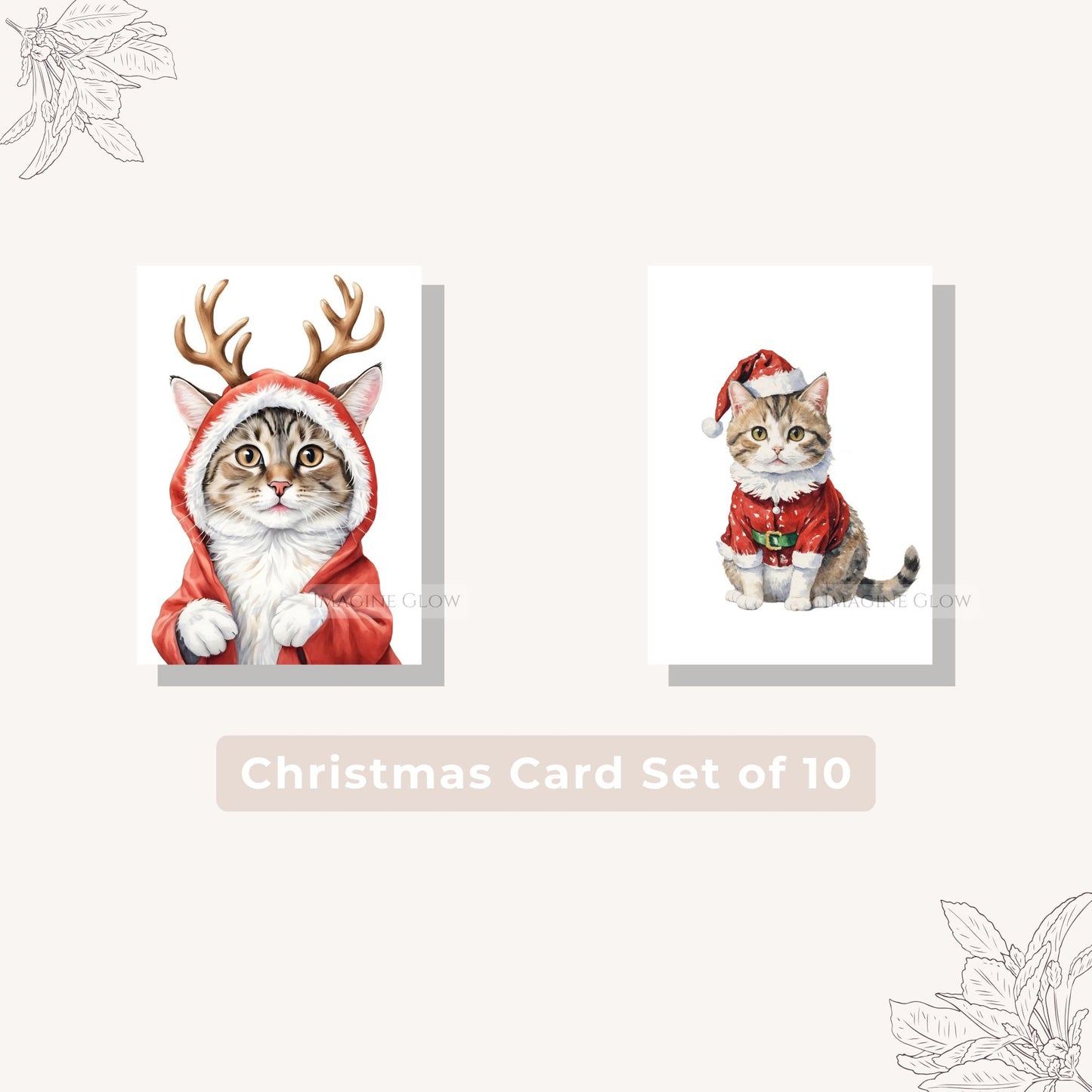 Cute Cat Christmas Cards for Kids and Adults