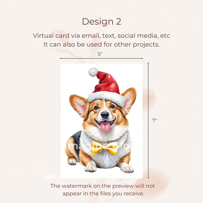 Adorable Welsh Corgi-themed Christmas card for dog lovers.
Digital download of a Welsh Corgi Christmas card for cheerful greetings.
Charming Welsh Corgi dog card perfect for holiday wishes.