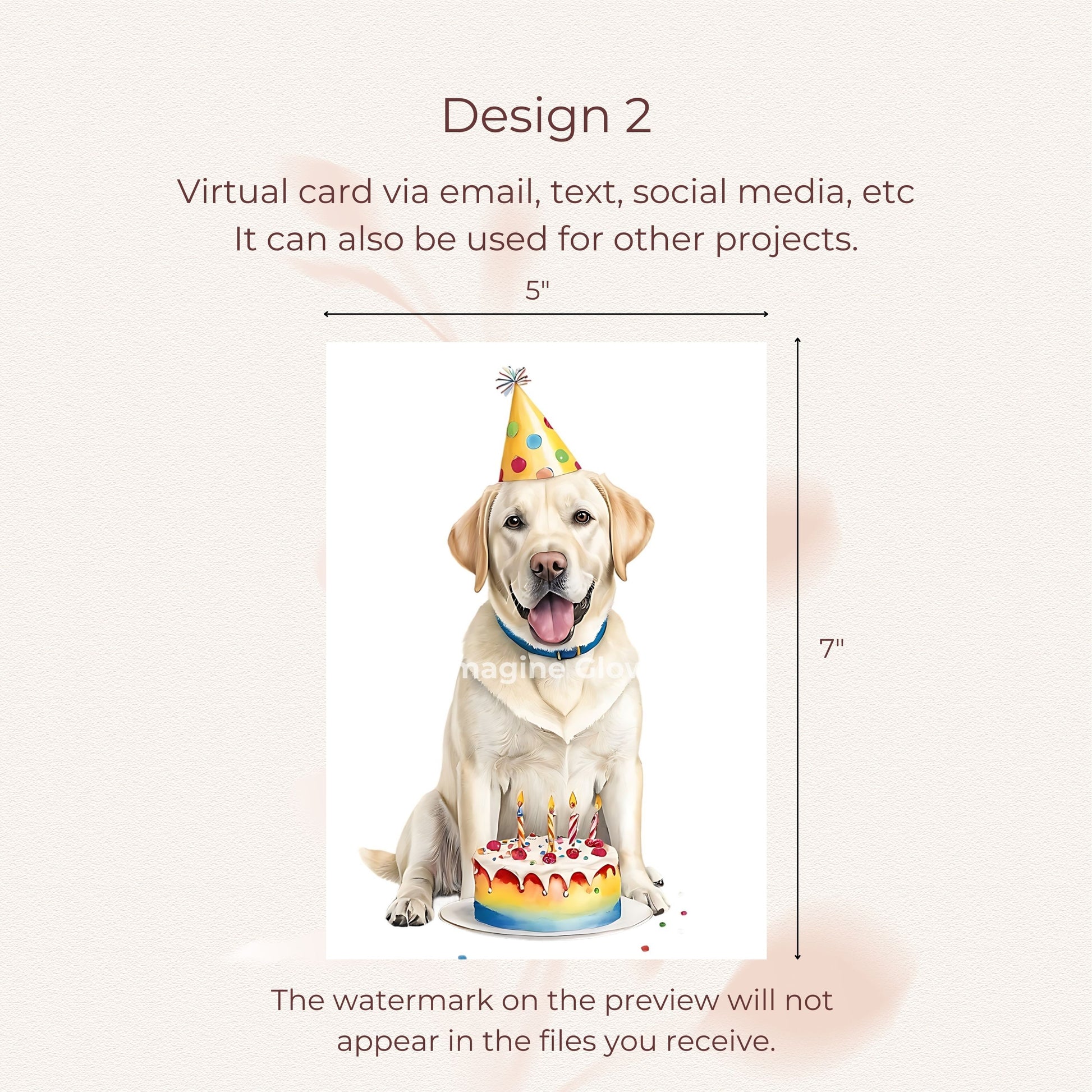 Easy-to-print Labrador card for sending heartfelt birthday wishes