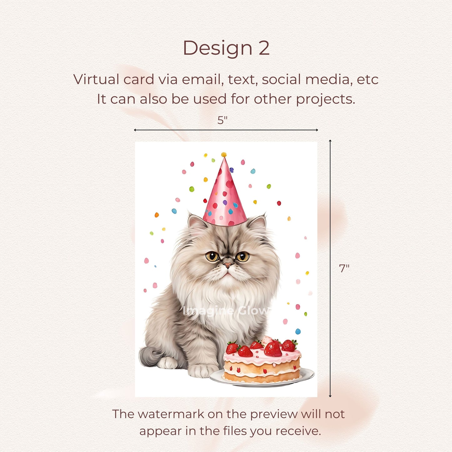 Personalized printable card for cat lovers celebrating a birthday