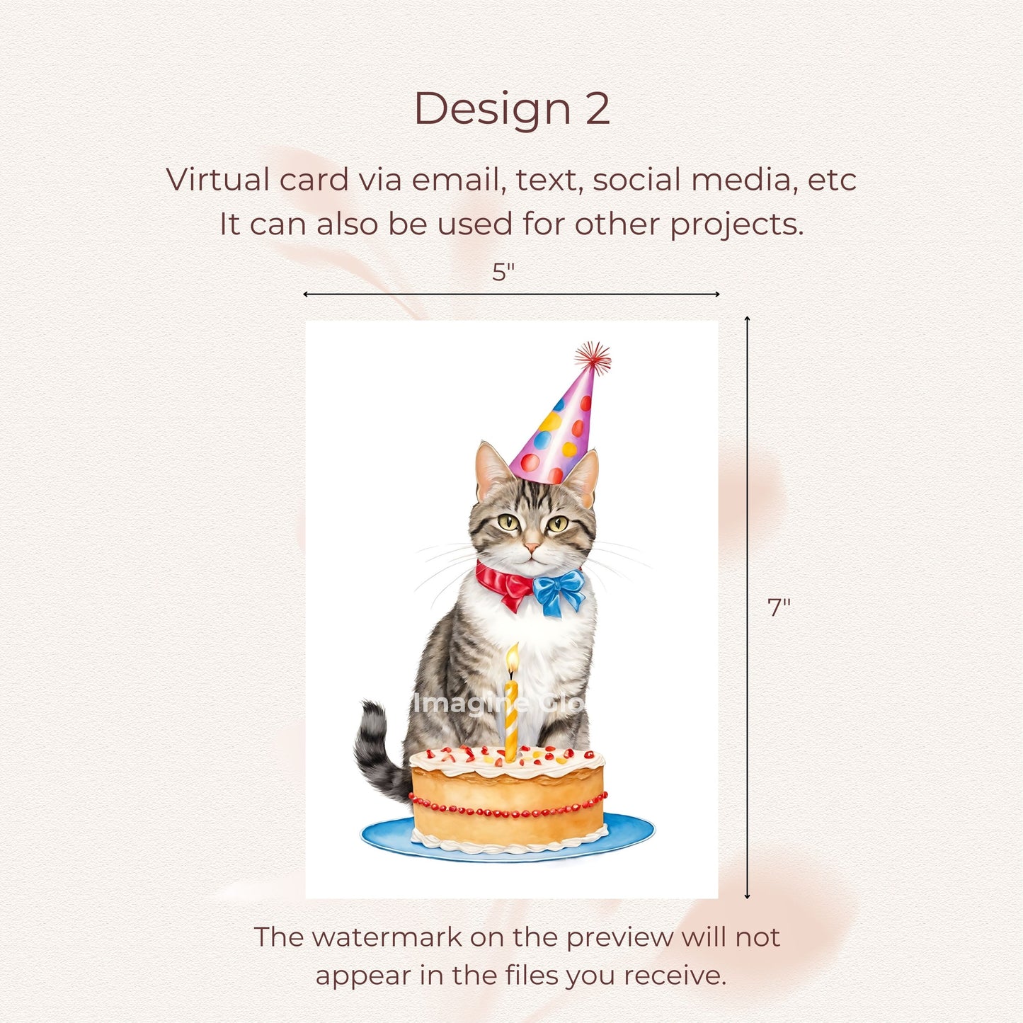 Charming Domestic Shorthair cat birthday card ready for your message