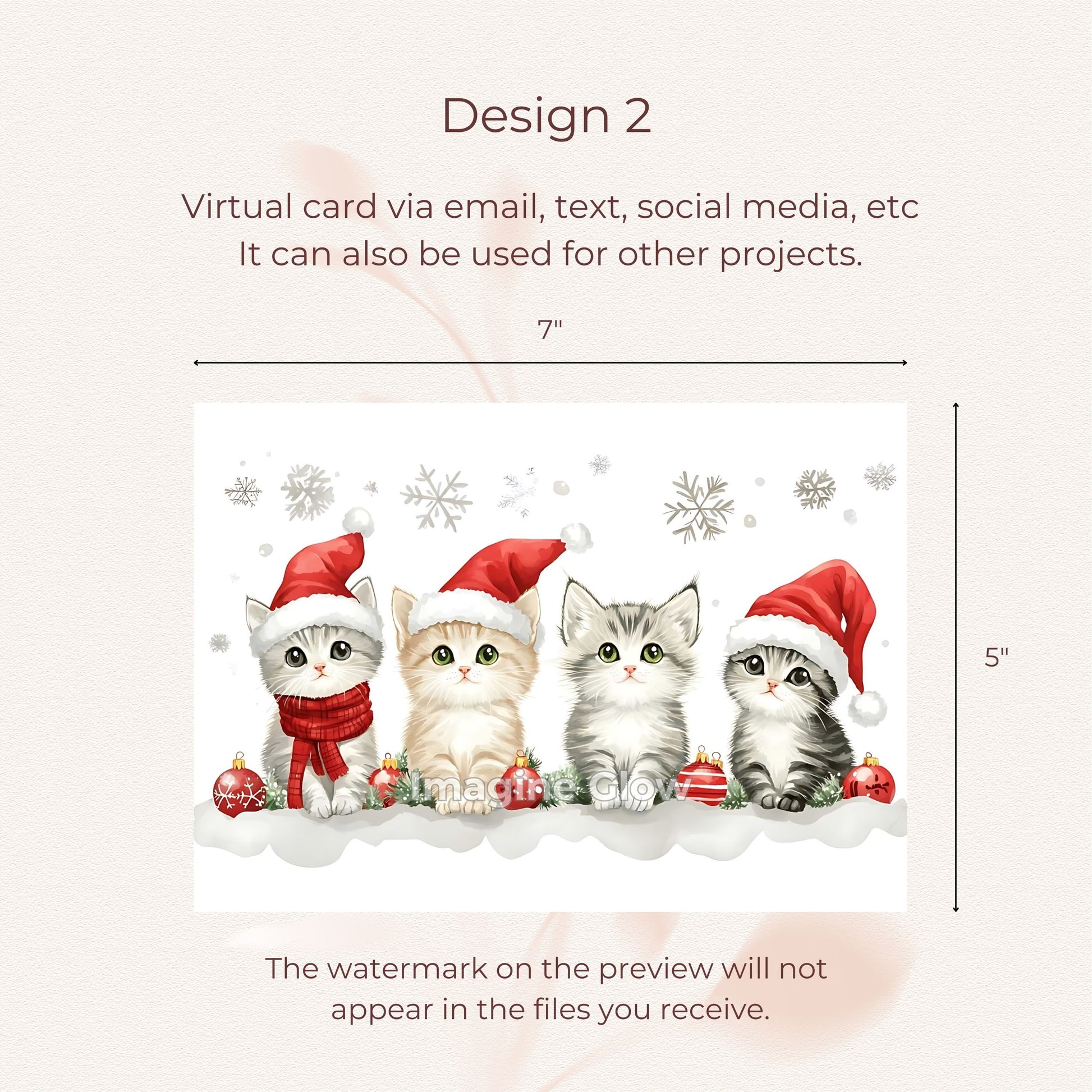 Festive Cat Christmas Card Set C, including 10 printable holiday cards.