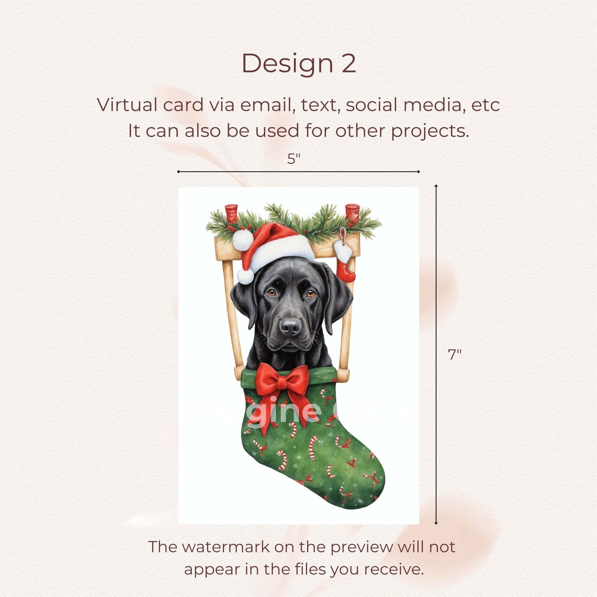 Black Labrador Retriever themed Christmas card, available as a printable.