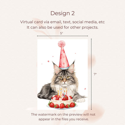 Personalized printable card for cat lovers celebrating a birthday