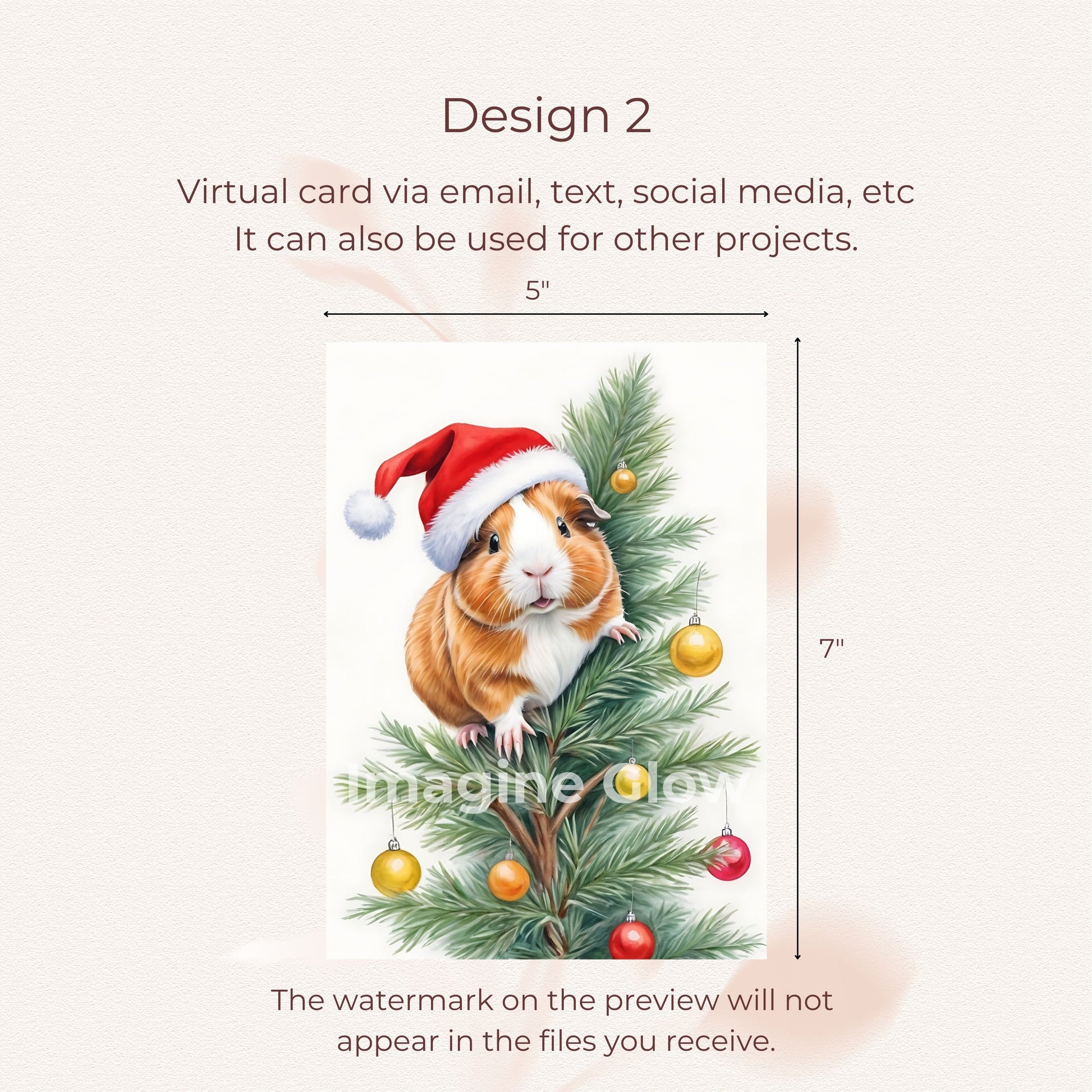 Cute Guinea Pig Holiday Card for Sending Warm Wishes - Printable Design