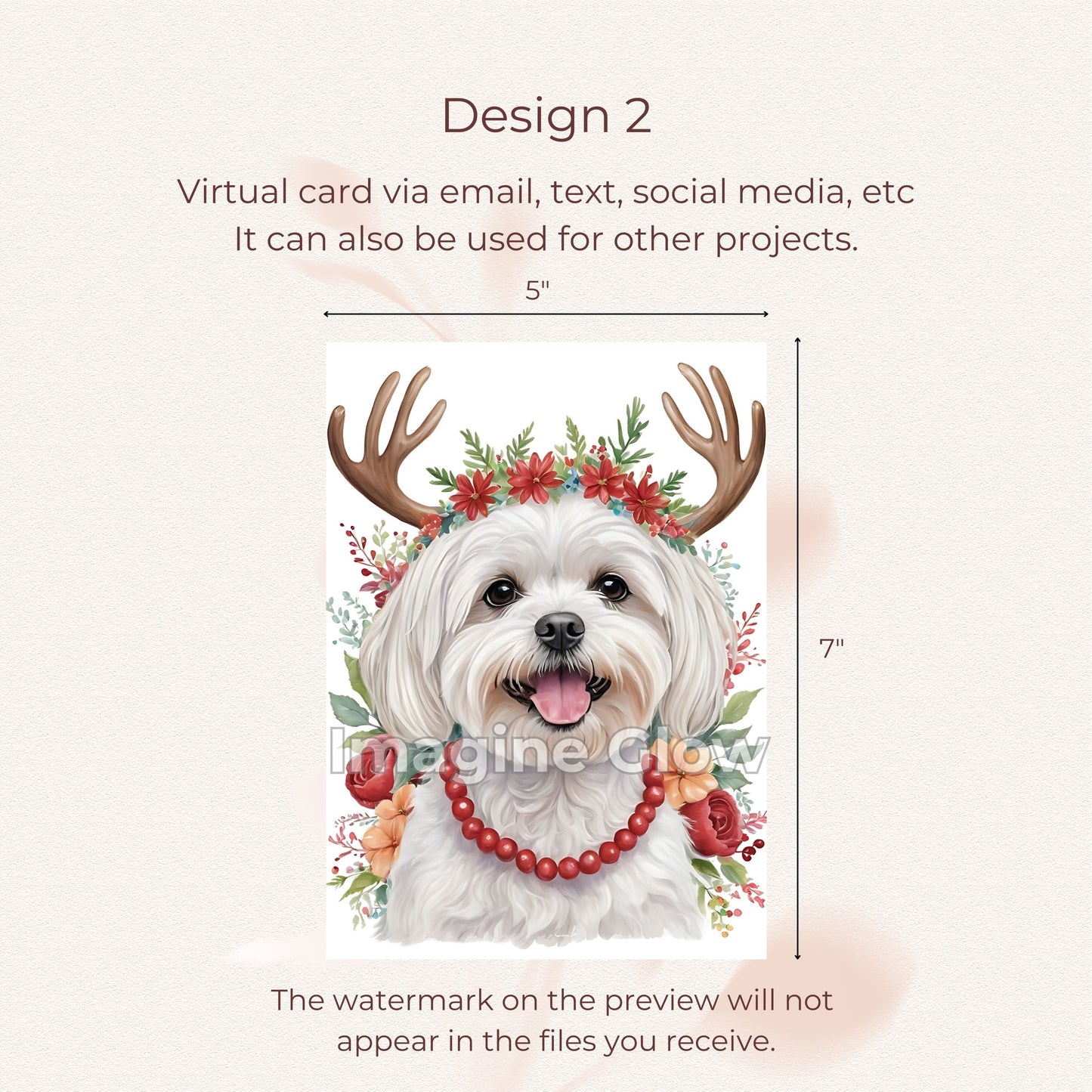 Maltese Dog Christmas Card - Dog Festive Card