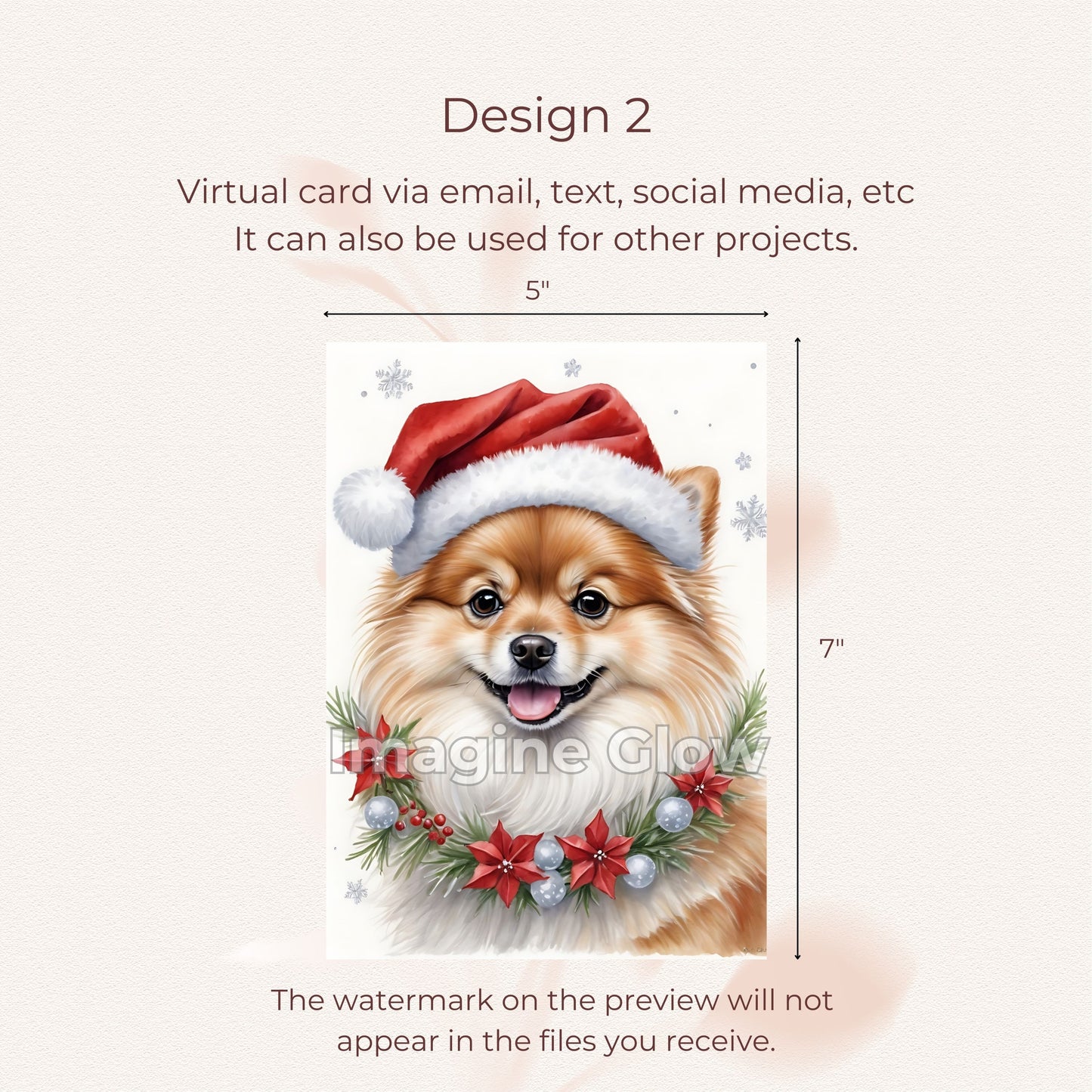 Pomeranian Christmas Card - Printable Dog Festive Card