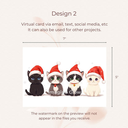 Set of 10 pet-themed Cat Christmas cards for joyful holiday greetings and cheer.