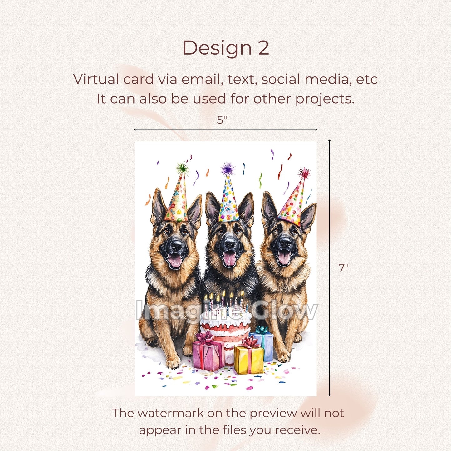 German Shepherd dogs greeting card for birthday parties