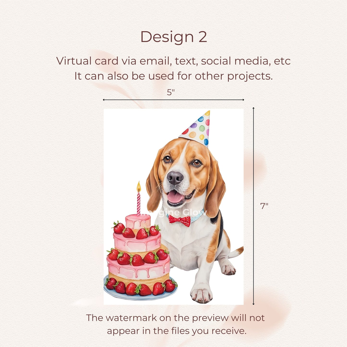 Printable birthday card with a Beagle theme for a special day.