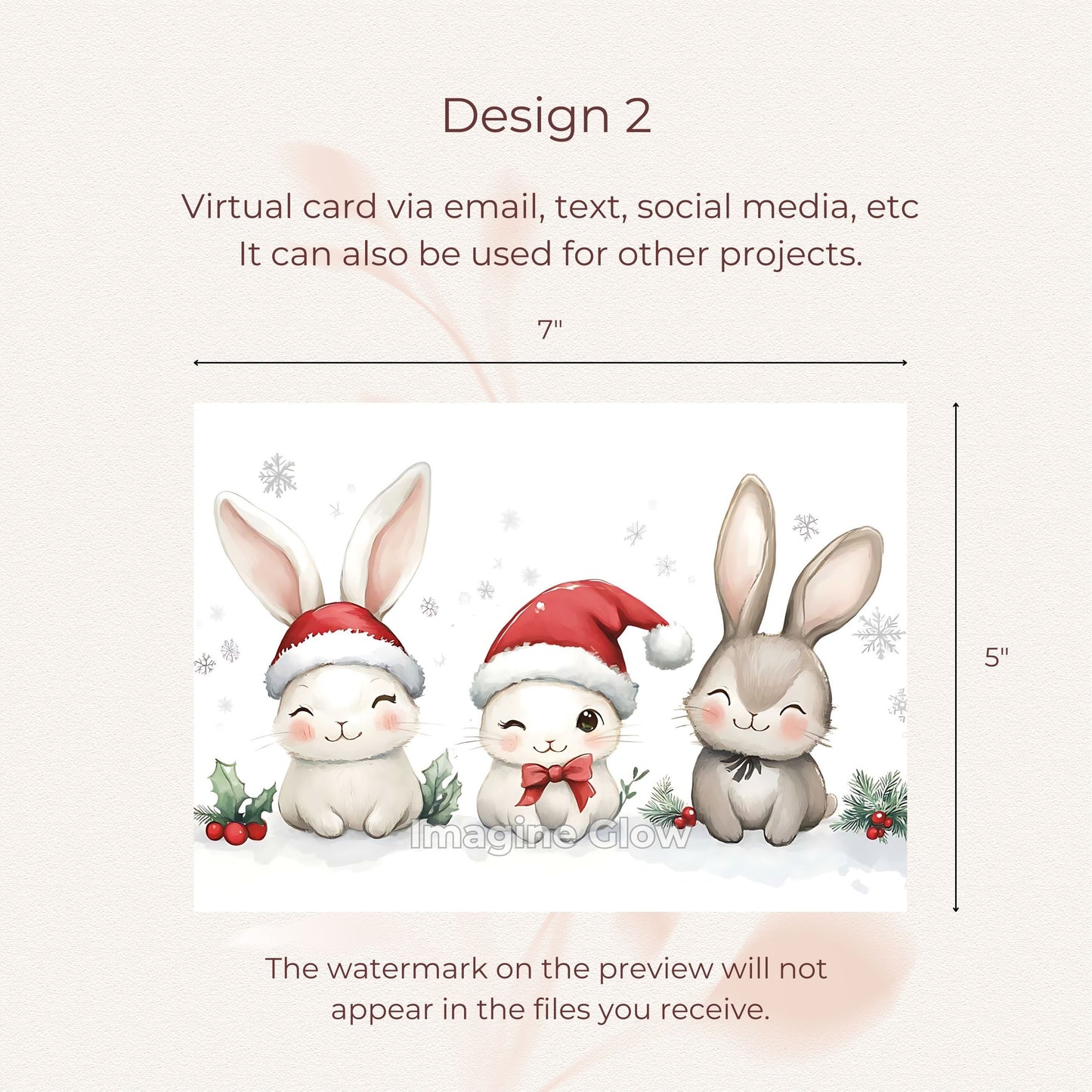 Printable Rabbit Christmas card designed to make your holiday wishes extra special.