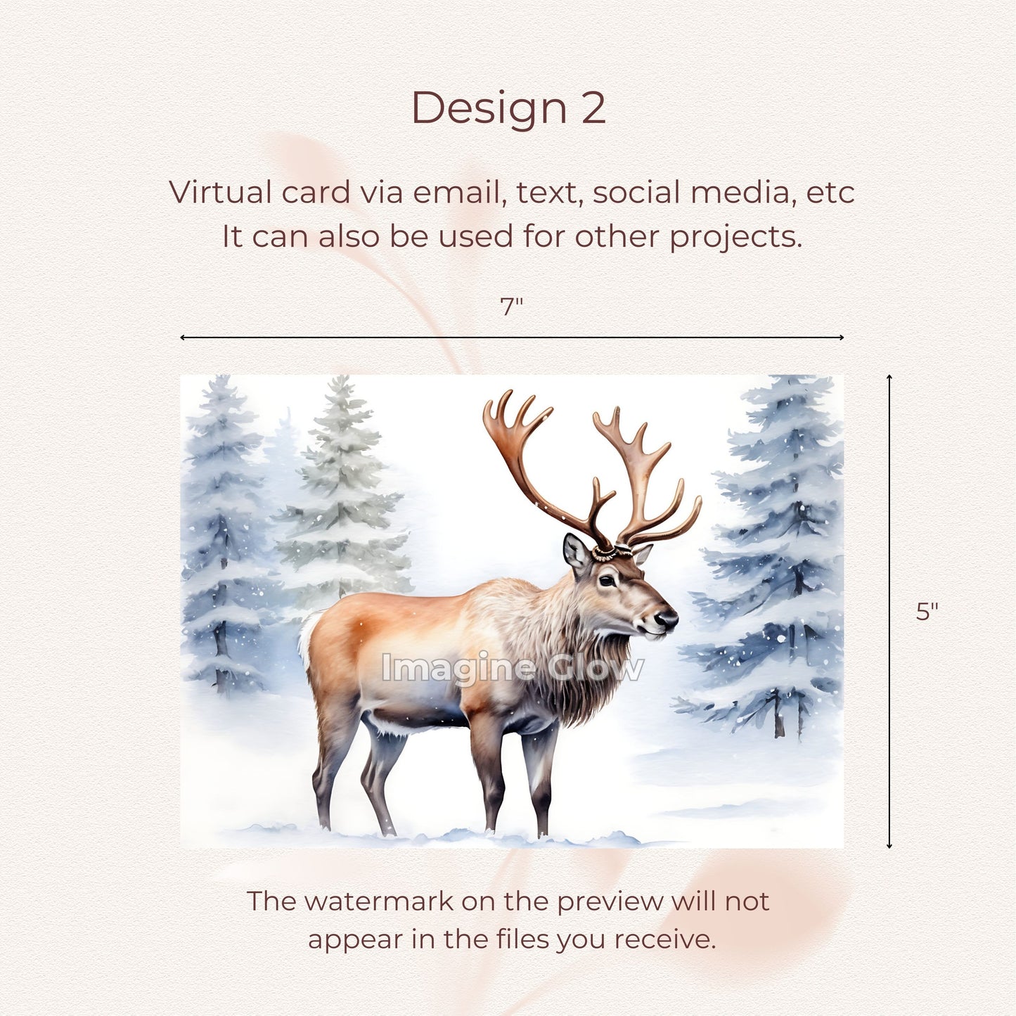 Reindeer Christmas Card - Printable Festive Holiday Card