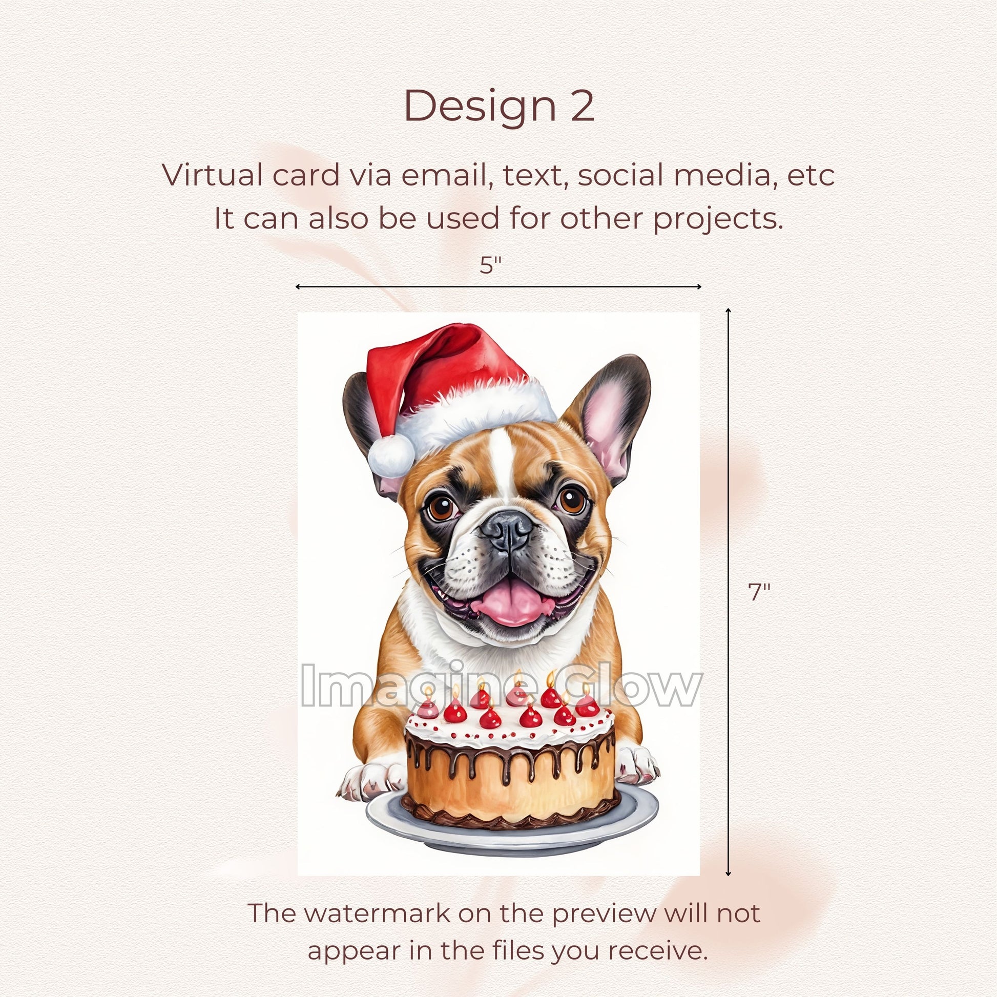 Printable Bulldog card for sending warm Christmas wishes to dog lovers.