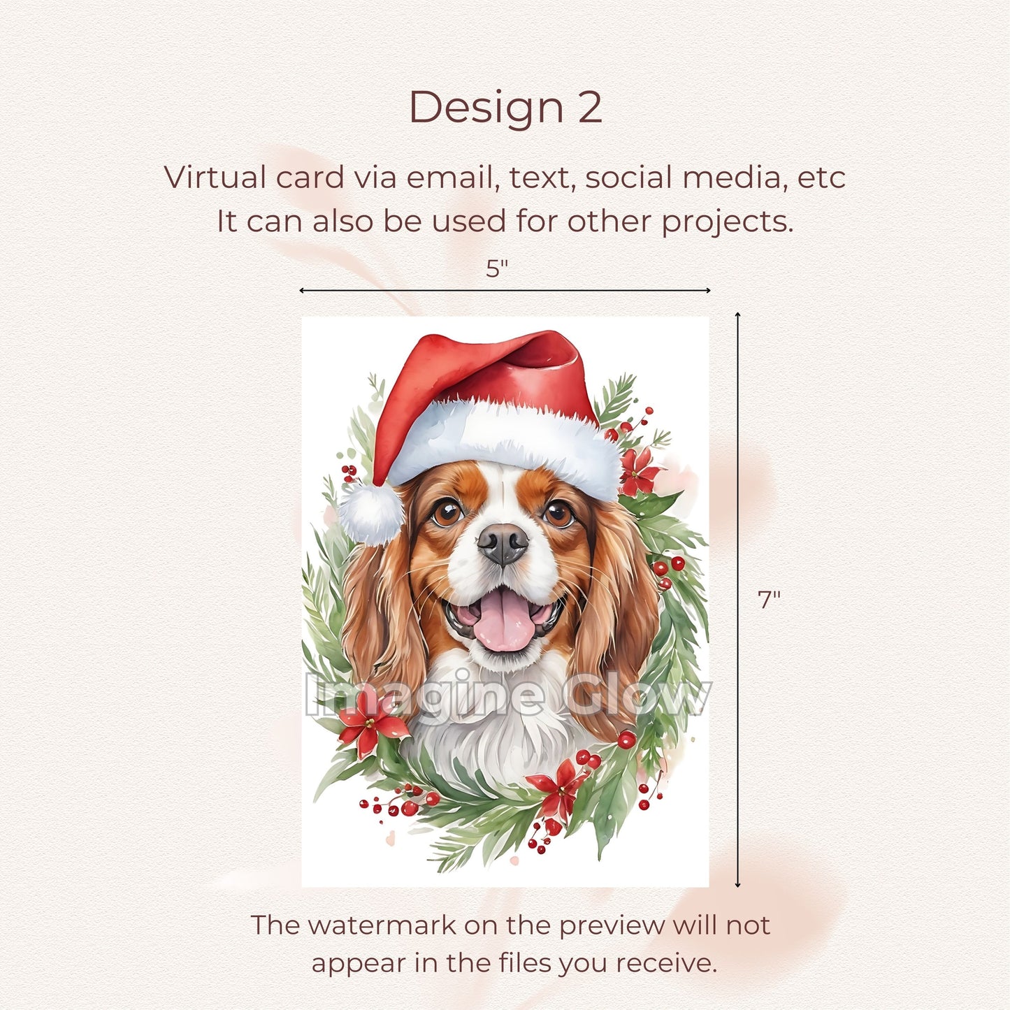 Cavalier King Charles Spaniel Christmas Card – Printable Dog Greeting Card