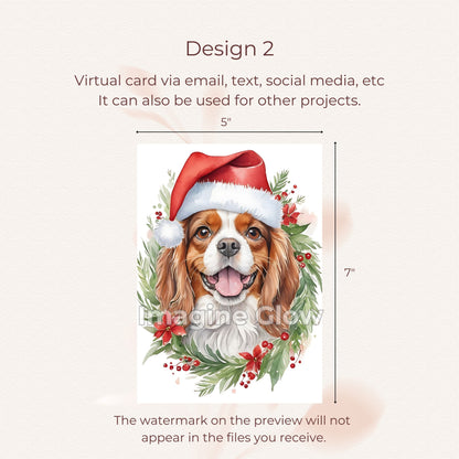 Cavalier King Charles Spaniel Christmas Card – Printable Dog Greeting Card