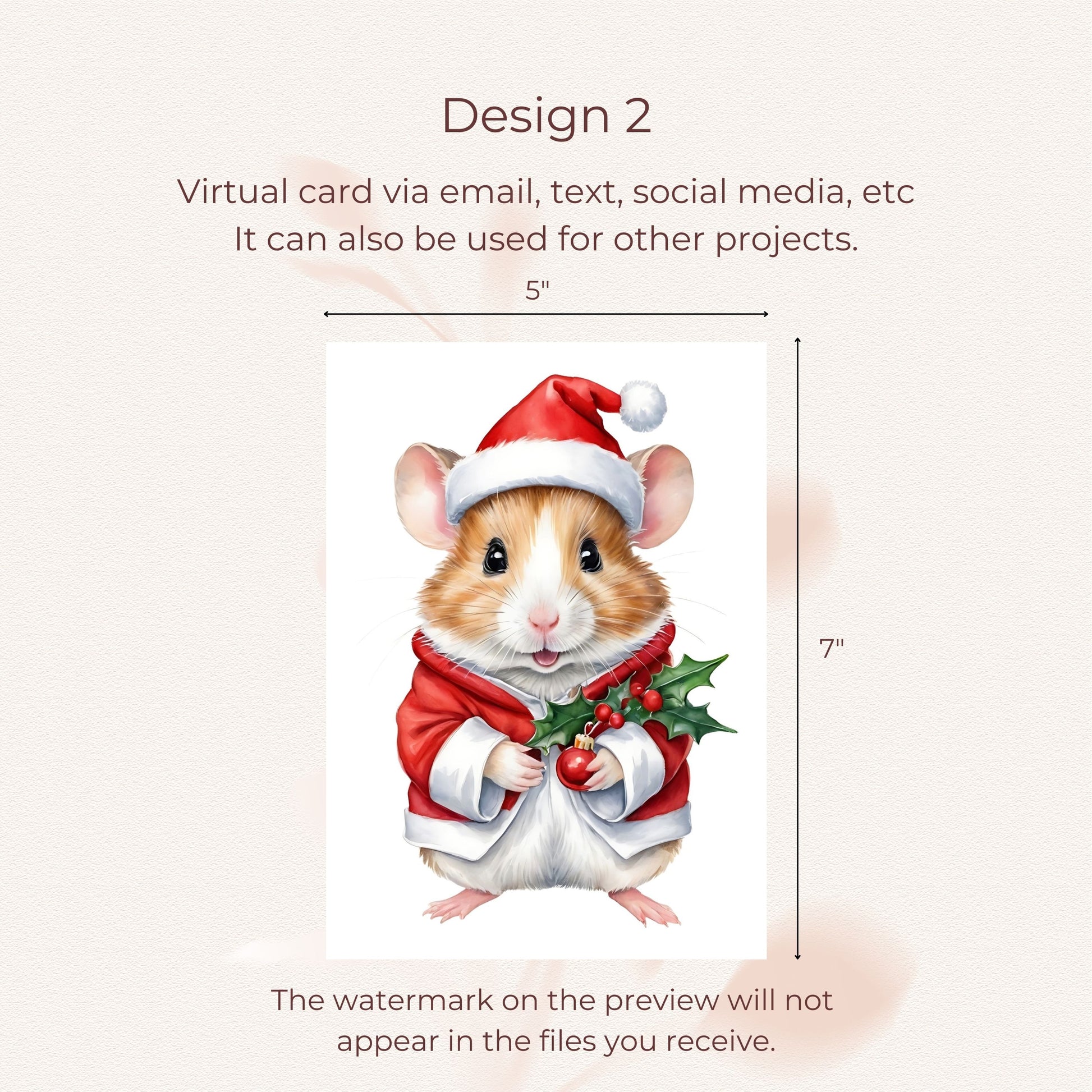 Pet holiday cards featuring hamsters in festive scenes, ideal for Christmas gifting.