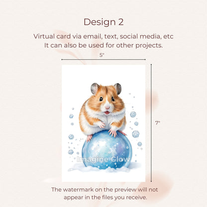 Hamster Card - Printable Winter Greeting Card