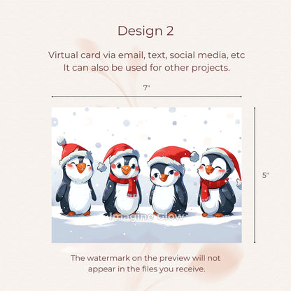 Penguin Christmas Card - Festive Holiday Card