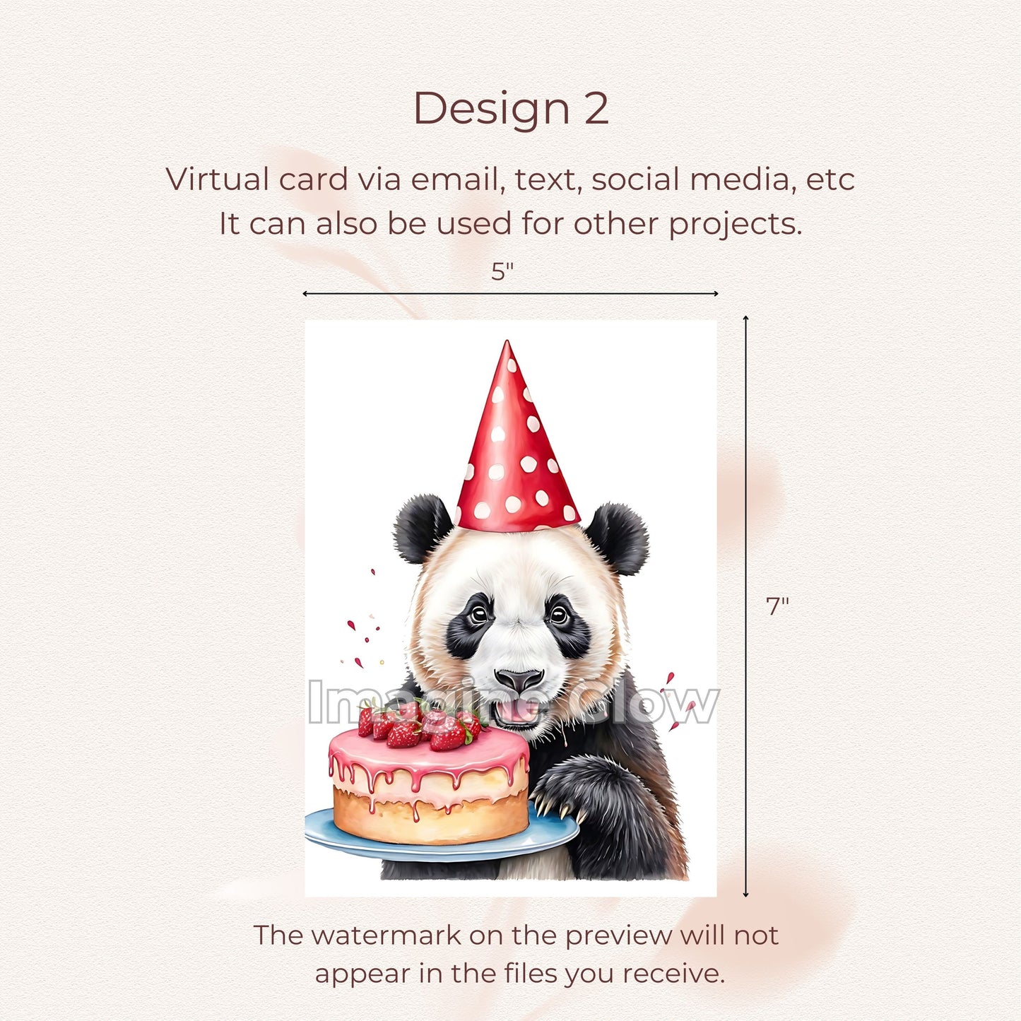 Panda Birthday Card - Printable Animal Greeting Card for Animal Lovers