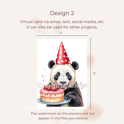 Panda Birthday Card - Printable Animal Greeting Card for Animal Lovers