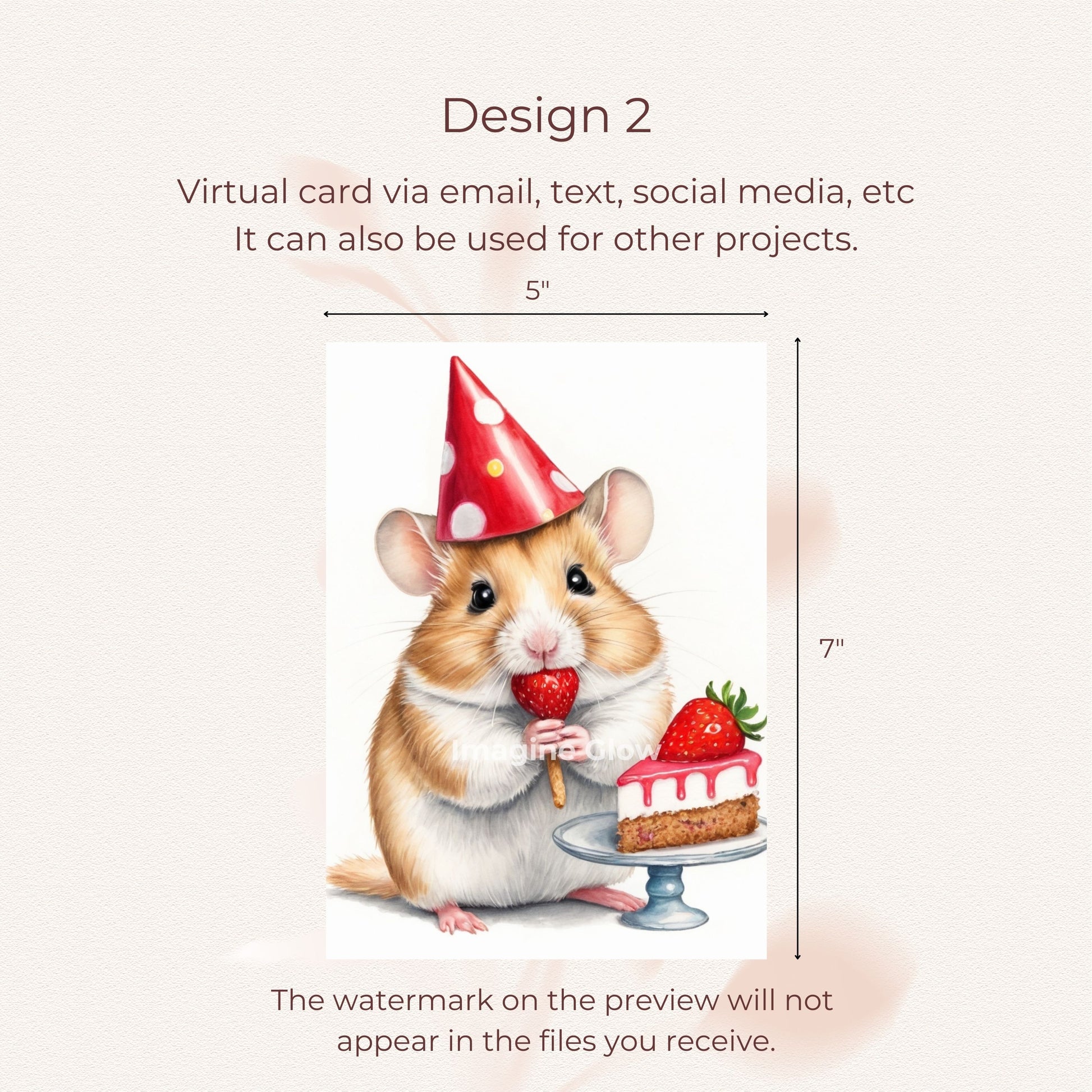 Whimsical greeting card featuring a hamster illustration for birthday celebrations