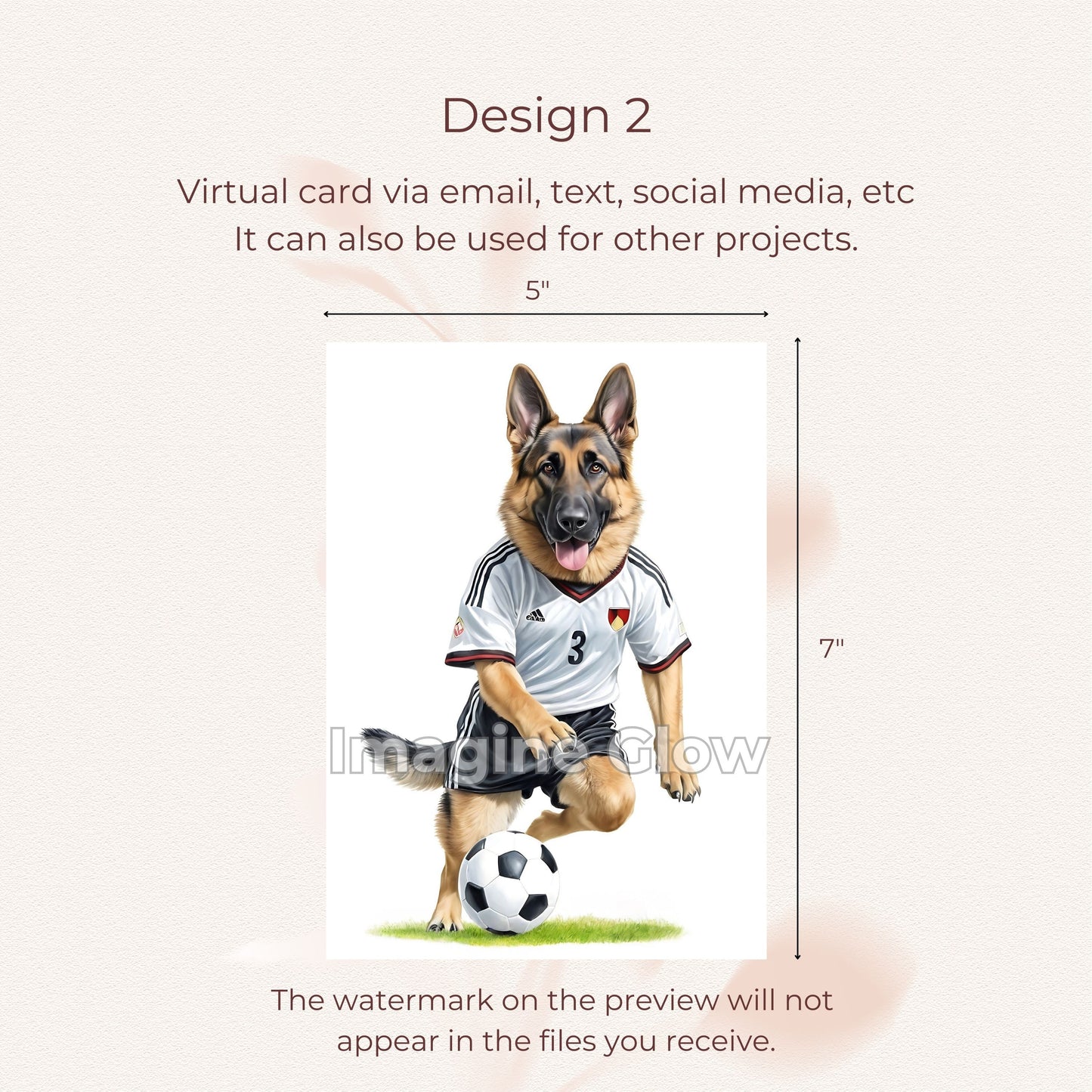 Adorable dog soccer birthday card ideal for celebrating birthdays with a dog theme