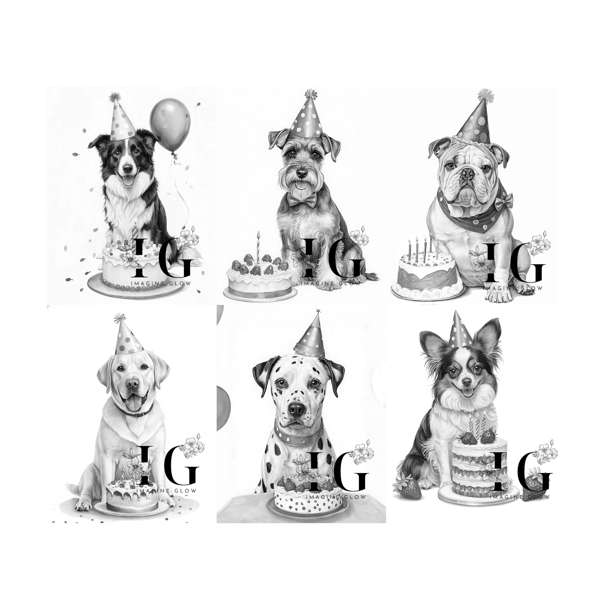 Creative birthday dog coloring pages, ideal for festive fun for all ages.