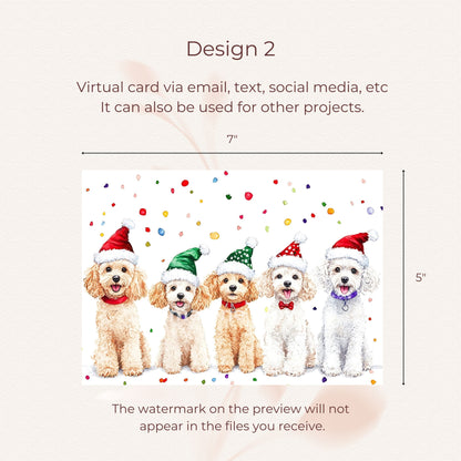 Printable Poodle Christmas card perfect for holiday greetings