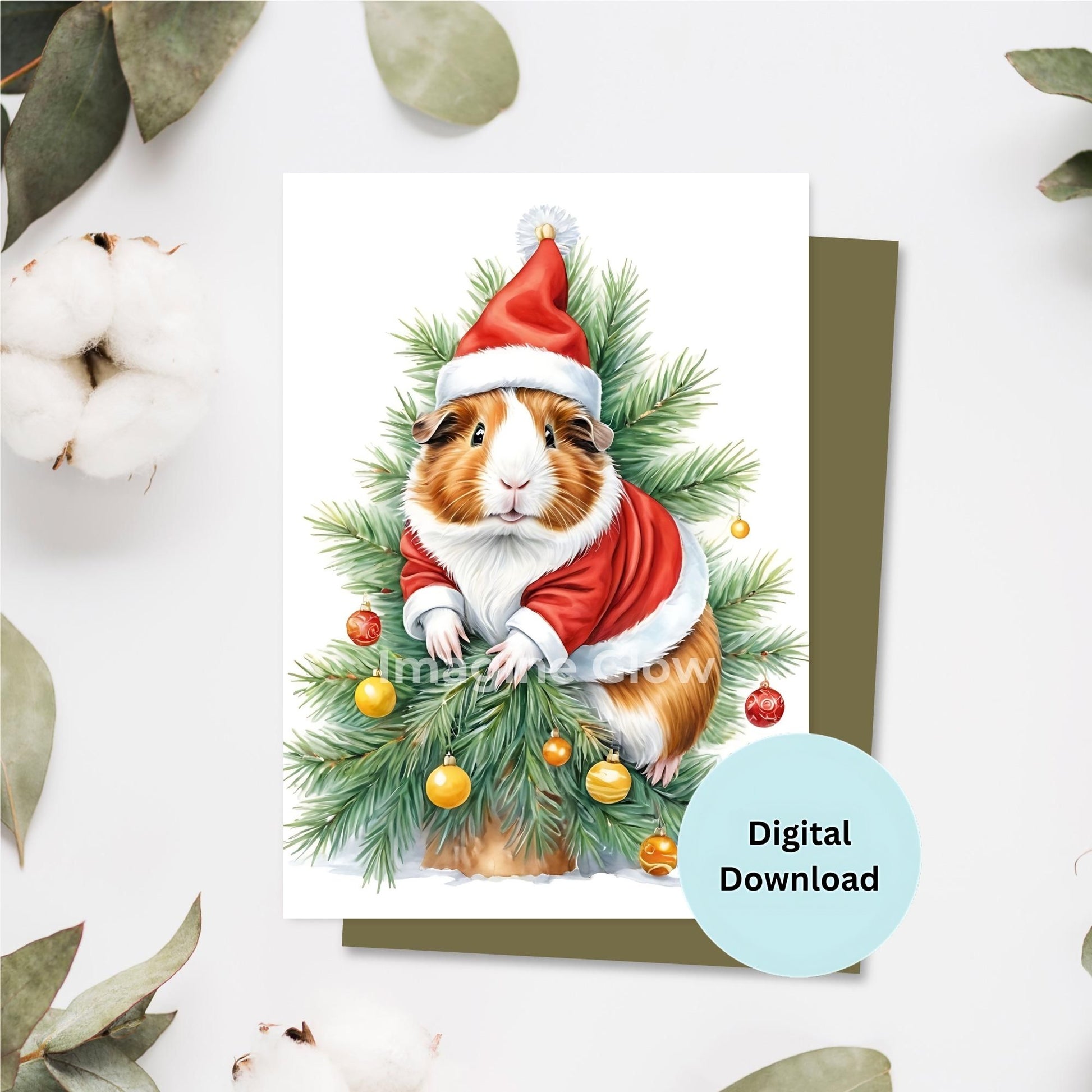 Cute Guinea Pig Holiday Card for Sending Warm Wishes - Printable Design