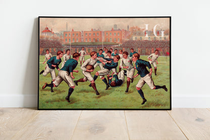 Antique football wall art for sports-themed home decoration