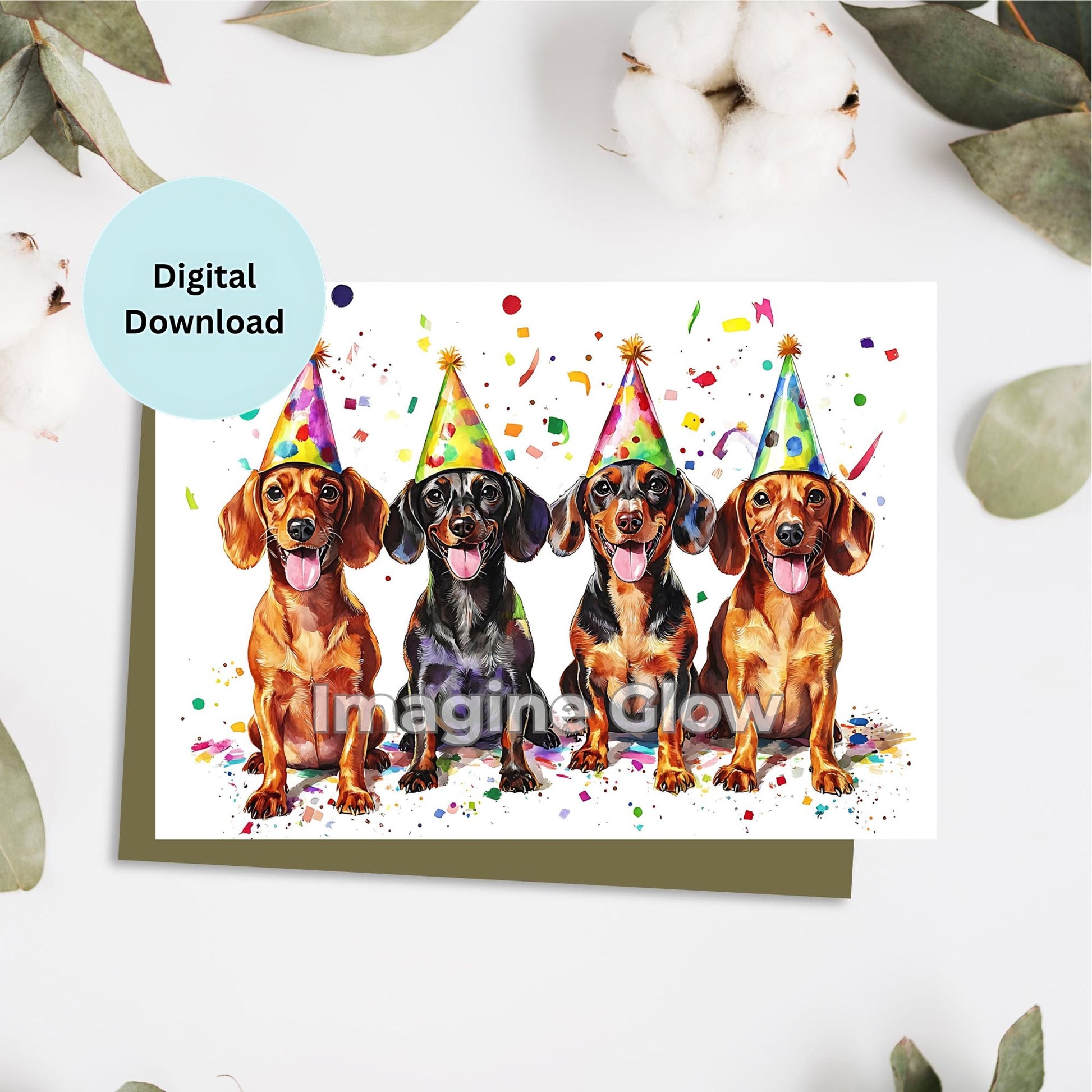 Dachshund birthday card with a playful design for celebrating special occasions.