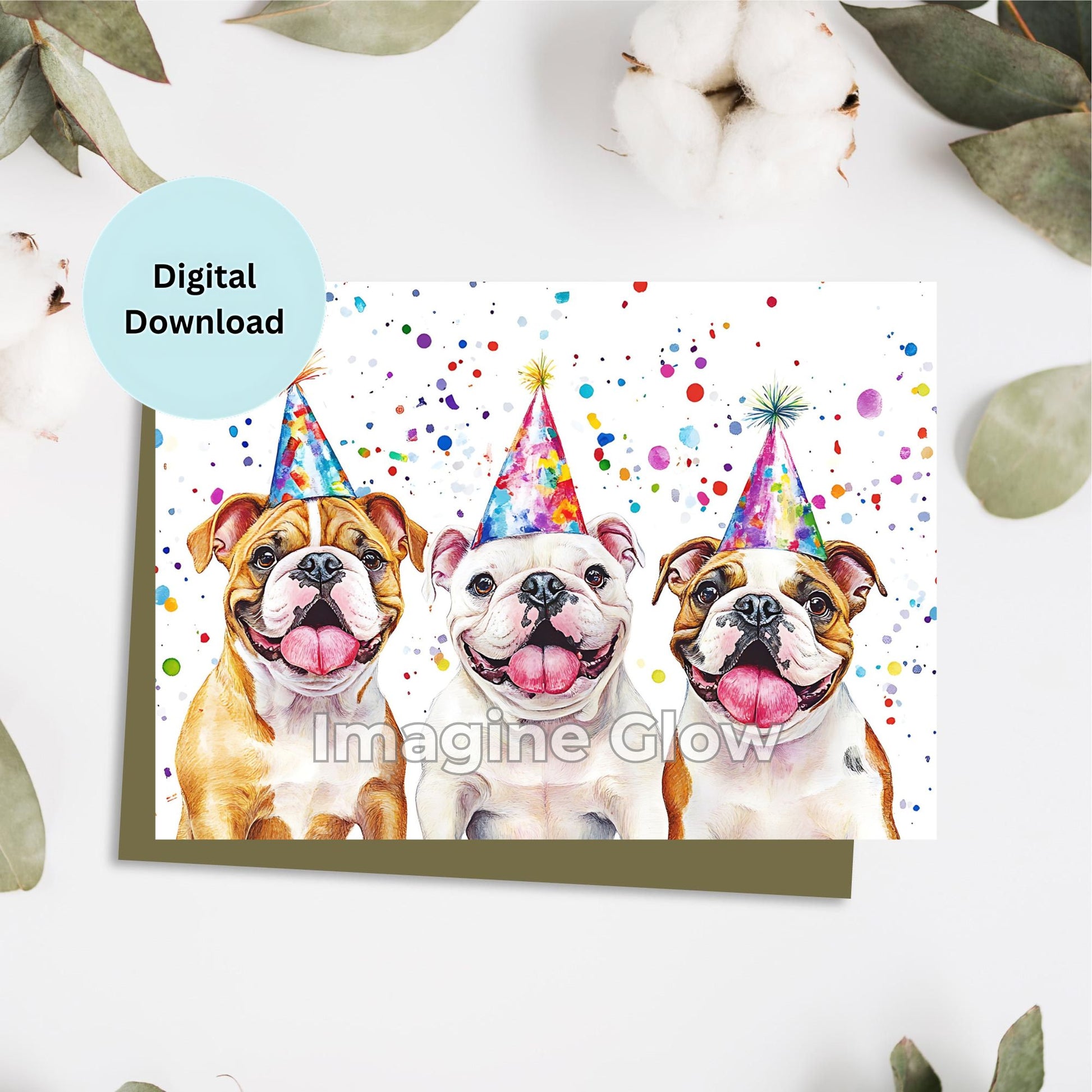 Bulldog birthday card with a fun design for dog lovers.