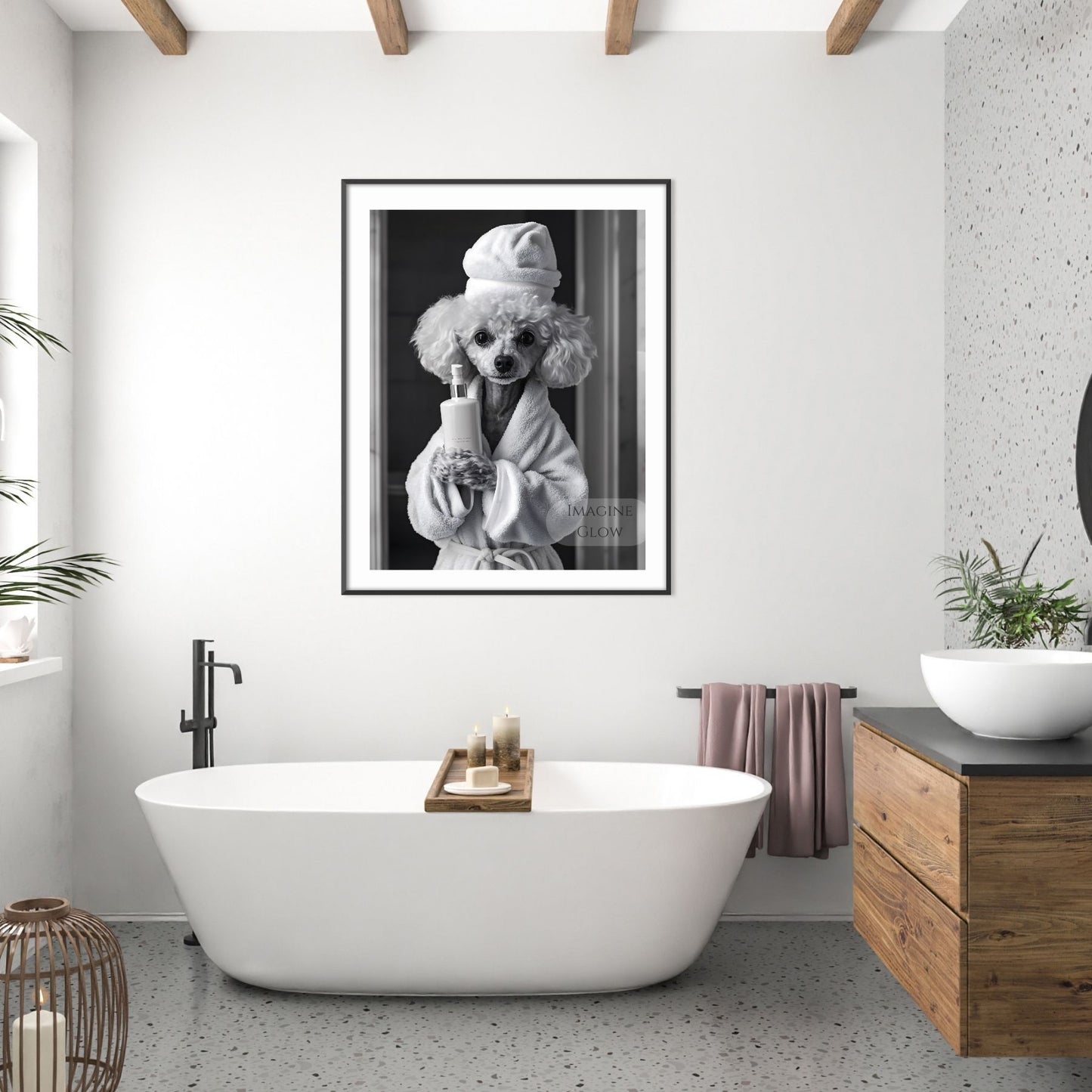 Elegant Poodle toilet poster for bathroom decor
