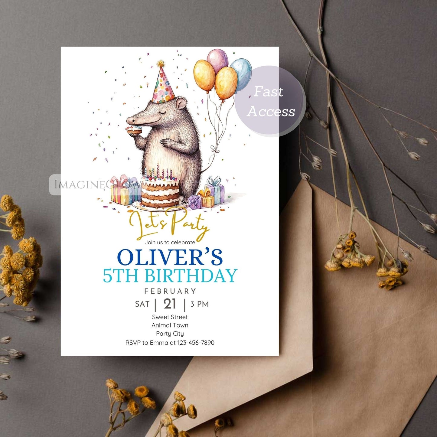 Printable jungle animal invitation
