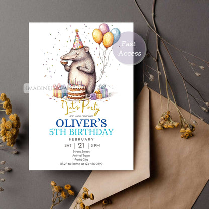 Printable jungle animal invitation
