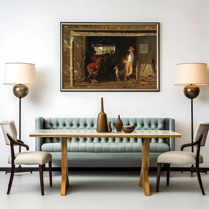 Antique-inspired painting of a shoemaker shop for home or office 