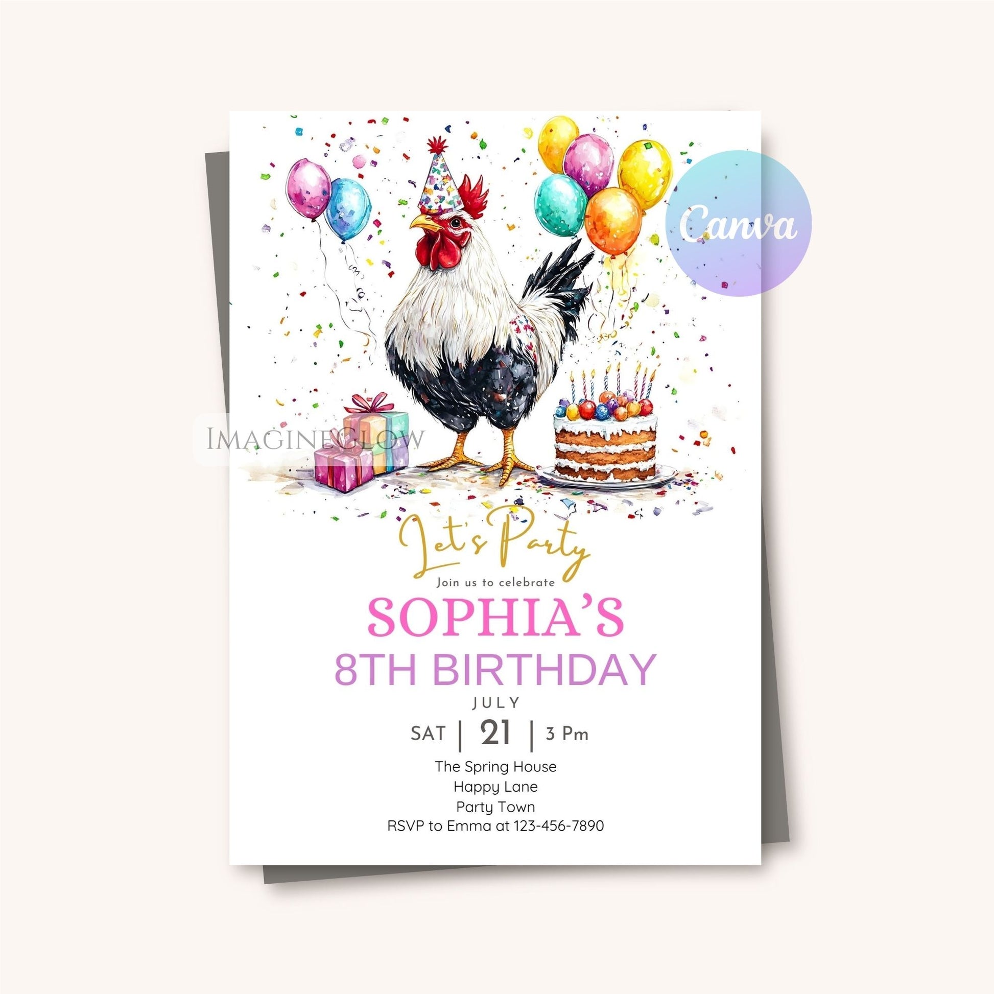 Farm animal birthday party invite
