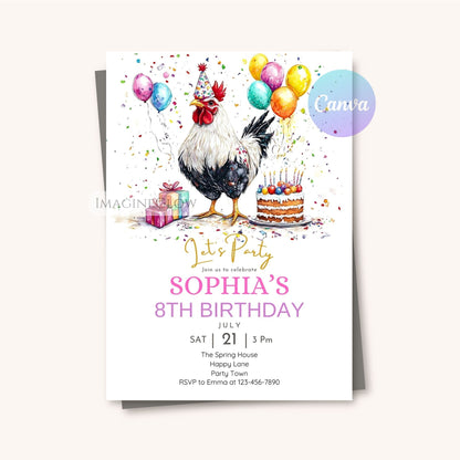 Farm animal birthday party invite
