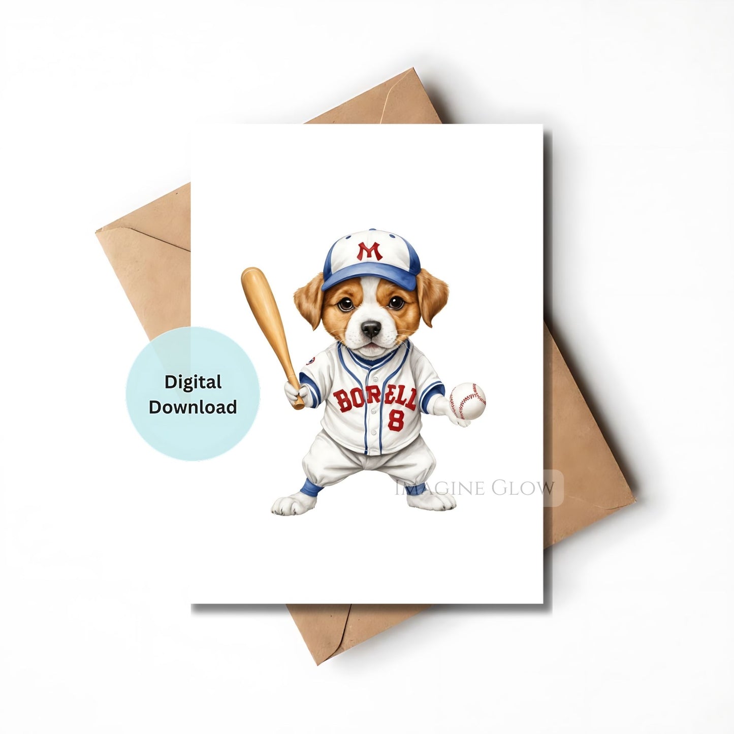 Baseball-themed dog greeting card for all occasions