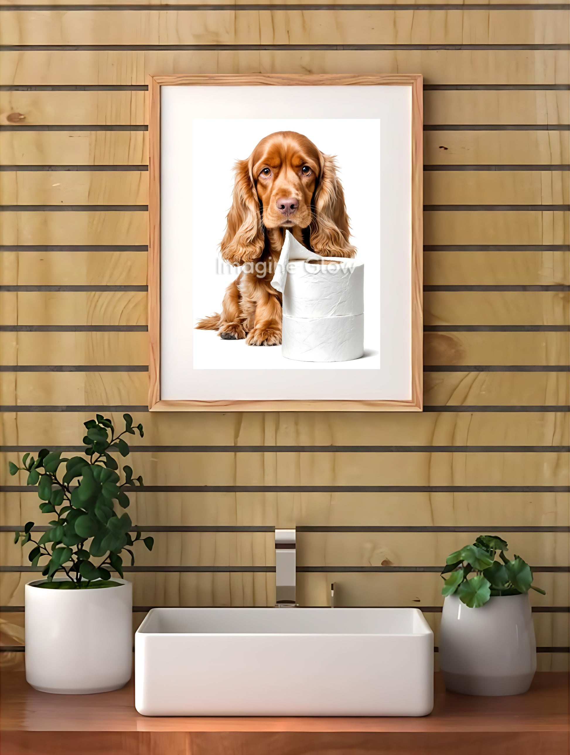 Humorous printable art showcasing a playful Cocker Spaniel illustration