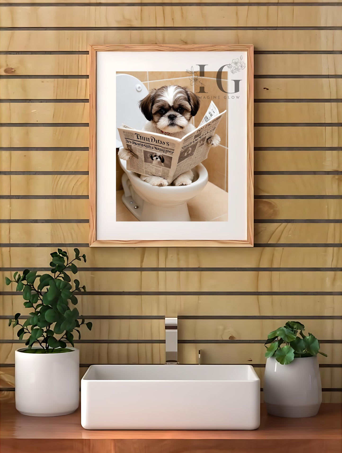 Shih Tzu Dog in Toilet - Bathroom Wall Art