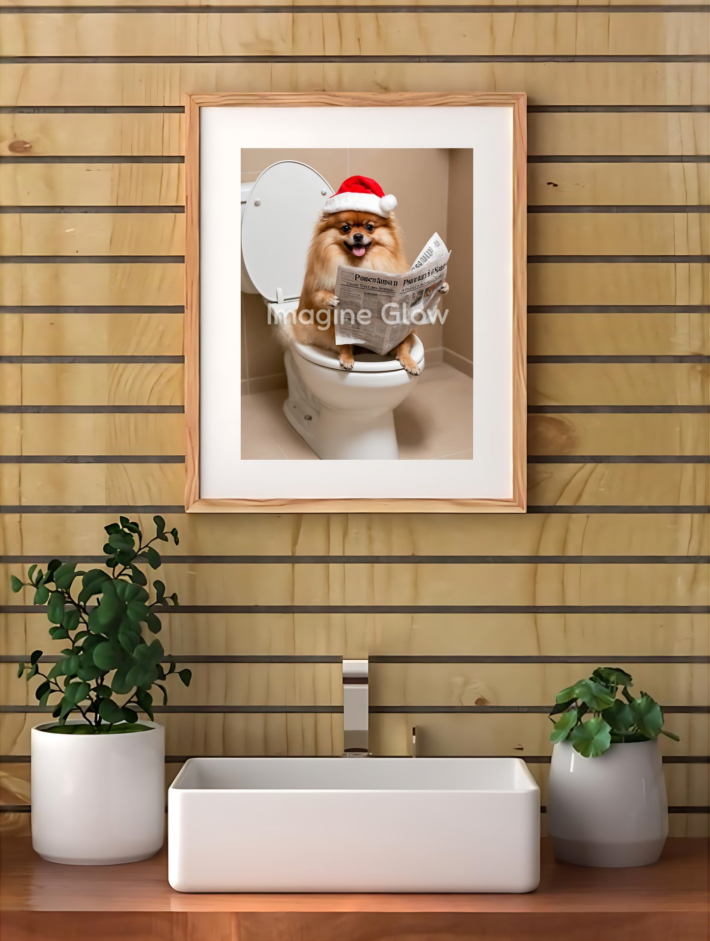 Printable wall decor showcasing a humorous Pomeranian illustration.