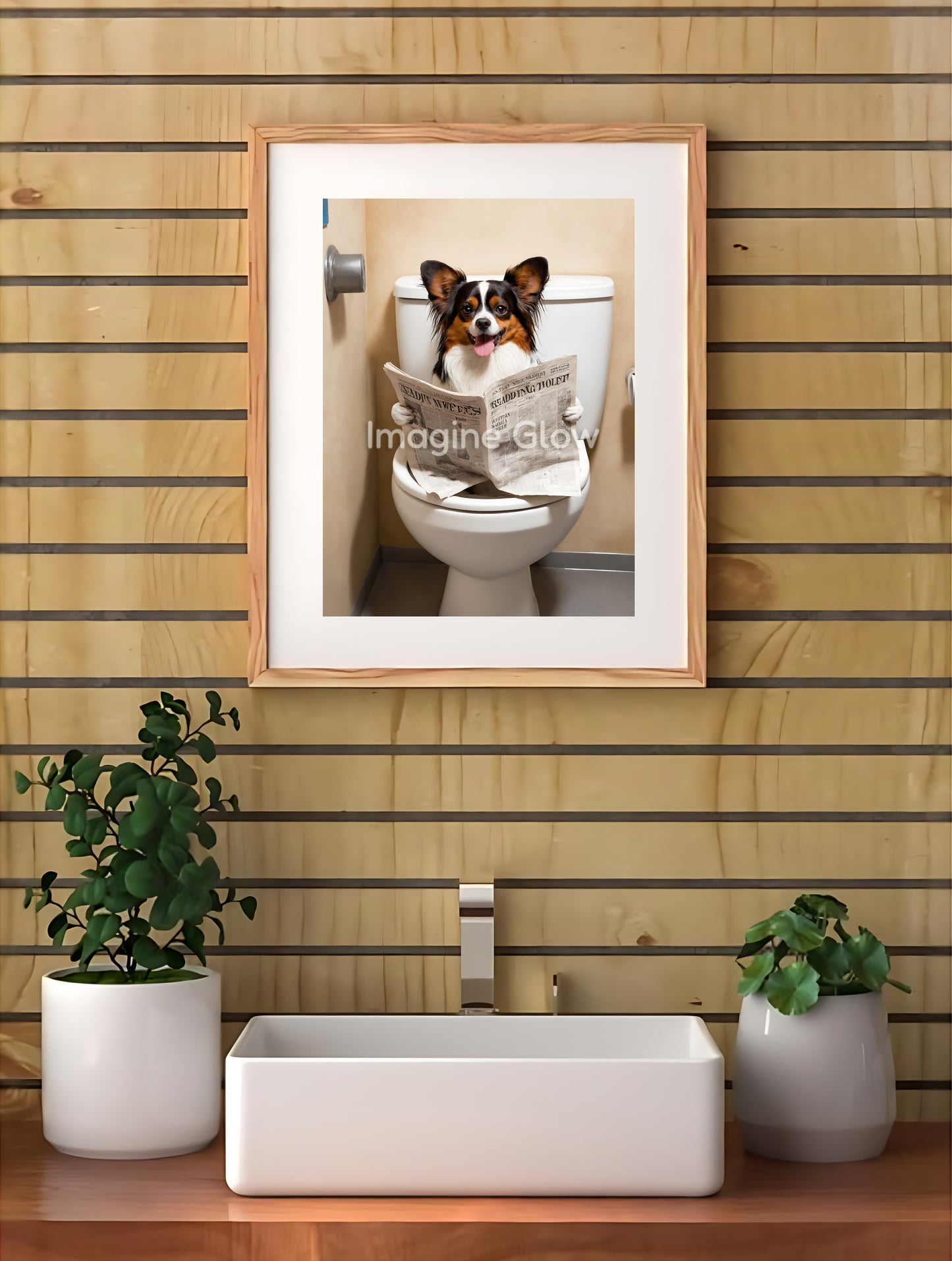 Papillon Dog in Toilet - Bathroom Wall Art