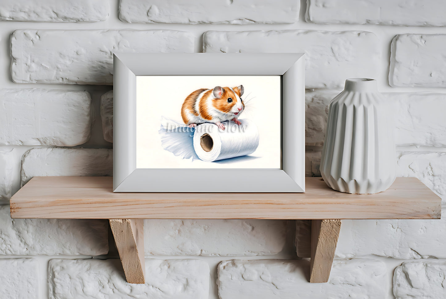 Playful printable of a hamster in a toilet for quirky decor