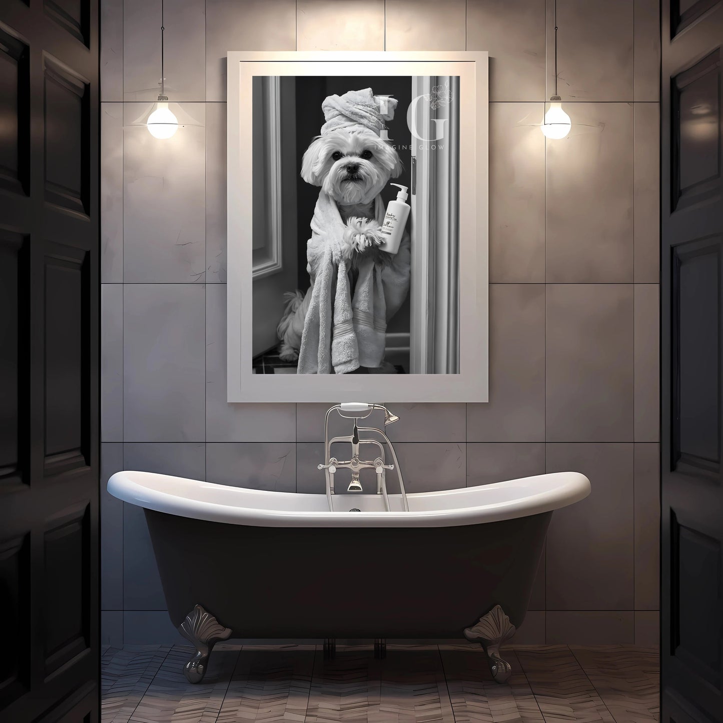 Maltese dog bathroom wall art for adding charm and personality