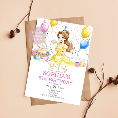 Belle birthday invitation
Beauty and the Beast birthday invite

