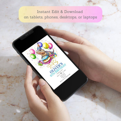 Unique lizard birthday invitation template
Cute skink birthday card for children
